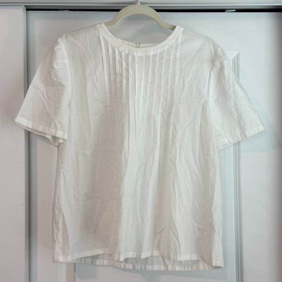 White Melrose and Market Short Sleeve Blouse Size Medium Great Condition - Picture 1 of 5